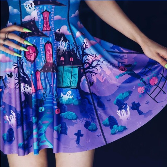 House of Horrors vs  Dancing Skeletons Inside Out Dress- Blackmilk - Picture 4 of 12